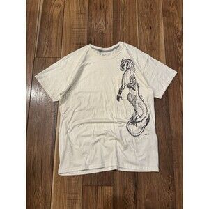 Vintage Y2K Grunge White Dragon Graphic Corner Pocket T-Shirt Mens L Skater JNCO